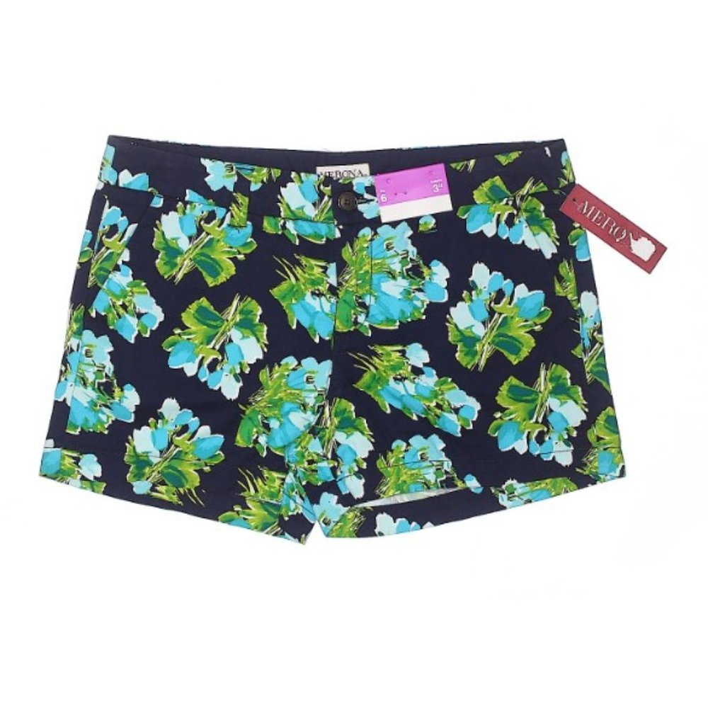 Merona 3" Navy & Green Floral Shorts- NWT